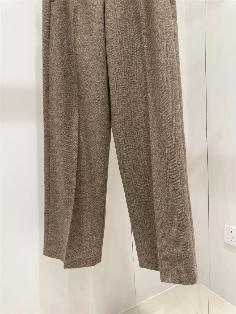 Pantaloni da donna Pantaloni a vita alta Pantaloni larghi da donna in misto lana Autunno Nuovo