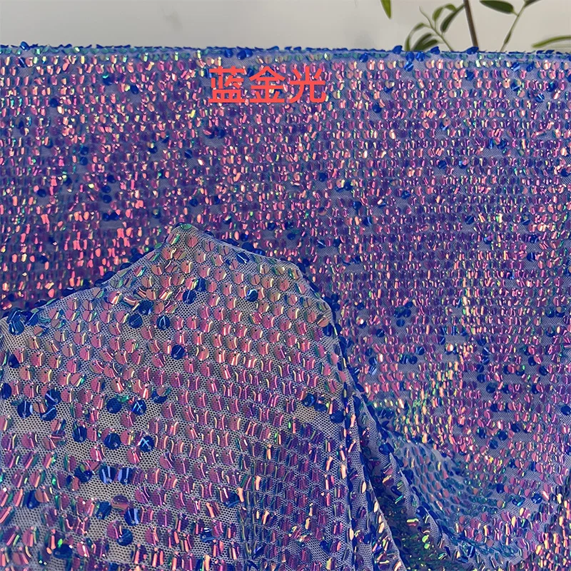 19 Color Concave Circle Sequin Fabric For Evening Dress Lace Material Glitter Tissus Dry Variou Styles Embroidered Fabric