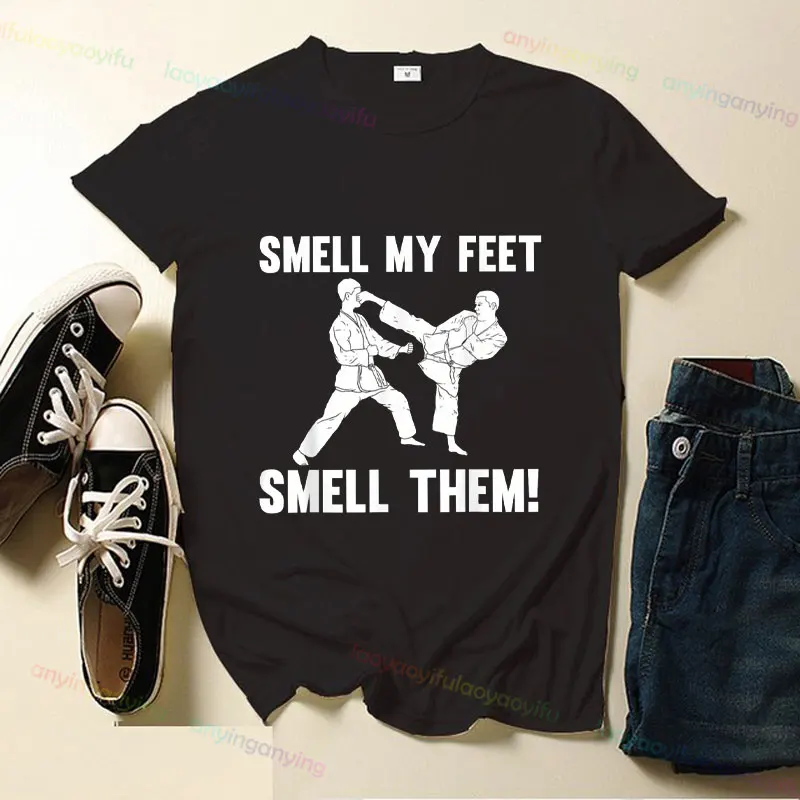 Smell My Feet Smell Them Japanese Karate Martial Arts Graphic T Shirts Pure Cotton Sport Crew Neck Short-sleev Letters T-shirt