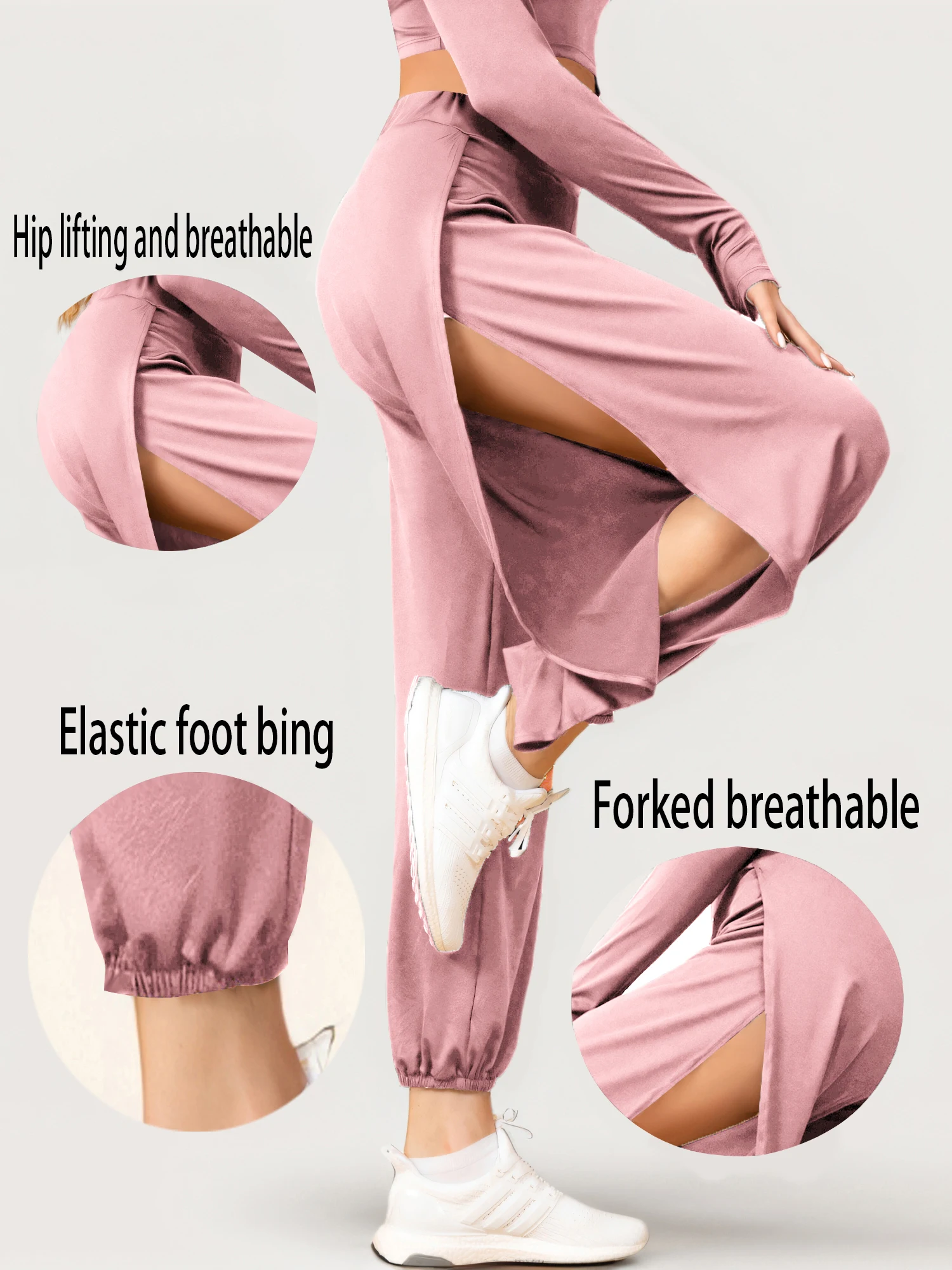 Fashionable Elastic Waist Women's High Split Hippy Casual Harlan Pants Yoga Pan… - Image 4