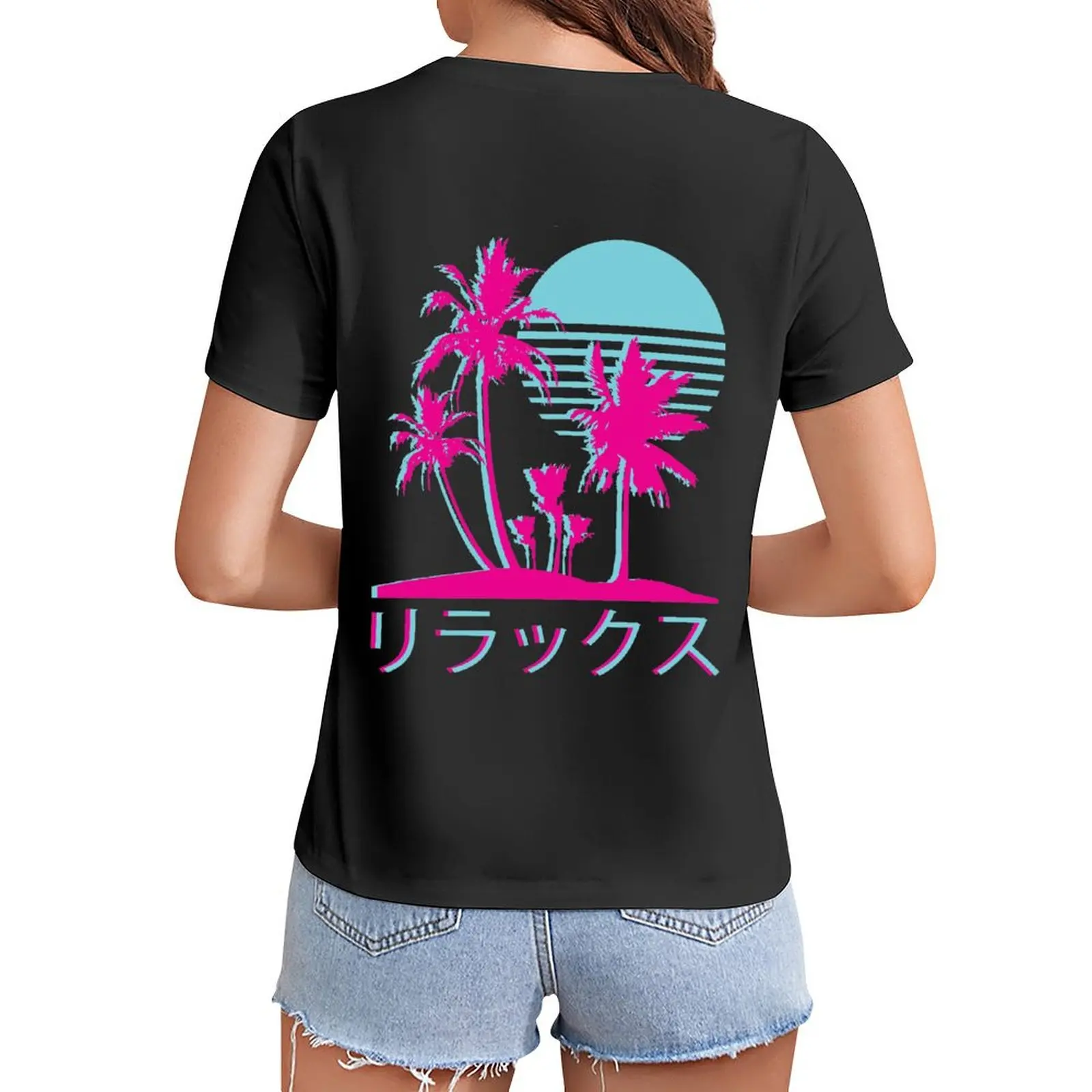 

Vaporwave Aesthetic // Neon Palms T-Shirt tees hippie clothes oversized t shirts for Women loose fit