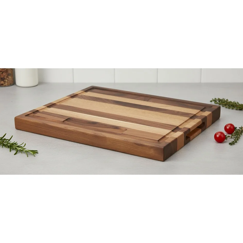 

Premium Wooden Cutting Board with Juice Groove for Kitchen Chefs and Home Cooks, Durable Bamboo Chopping Board
