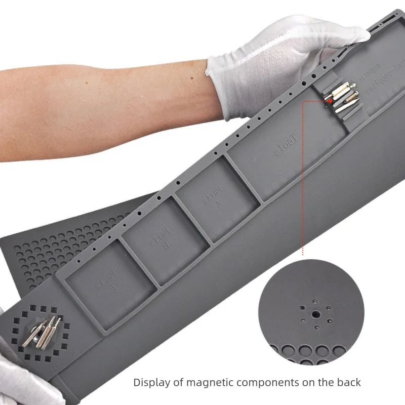 Tapete de manutenção à prova de calor de grande área 450x300mm para reparo de telefone eletrônico com slot para chave de fenda e suporte de componentes espaço de trabalho