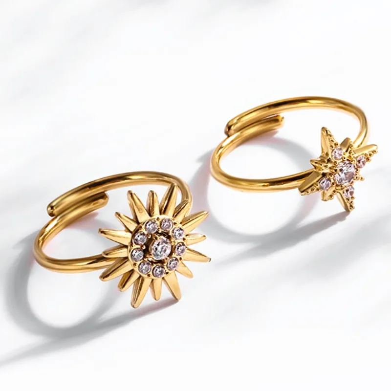 

Elegant and sophisticated, sunflower adjustable ring, French titanium steel star women's jewelry