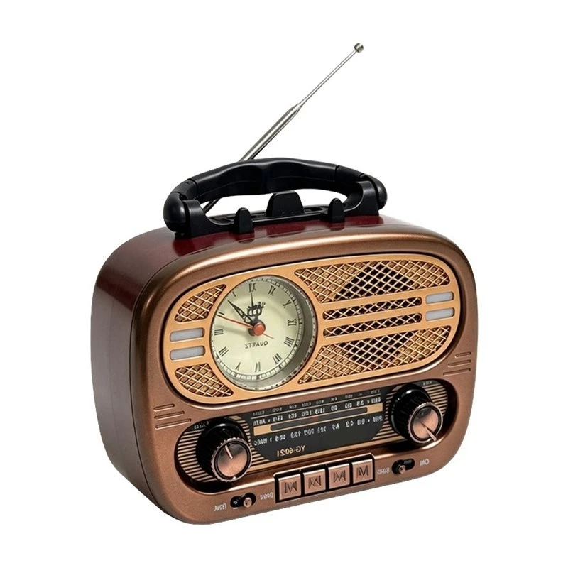 ABGN Bluetooth Speaker TF Card/USB Interface Portable Classic Vintage Radio Retro Pointer Clock Full Band FM AM SW Radio Music