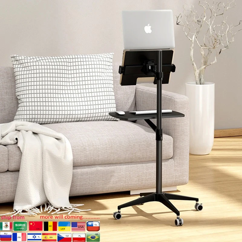 UT-2 full Motion 2in1 Laptop Floor Stand Monitor Keyboard Support Height Adjust Moving Notebook Desk Home Office