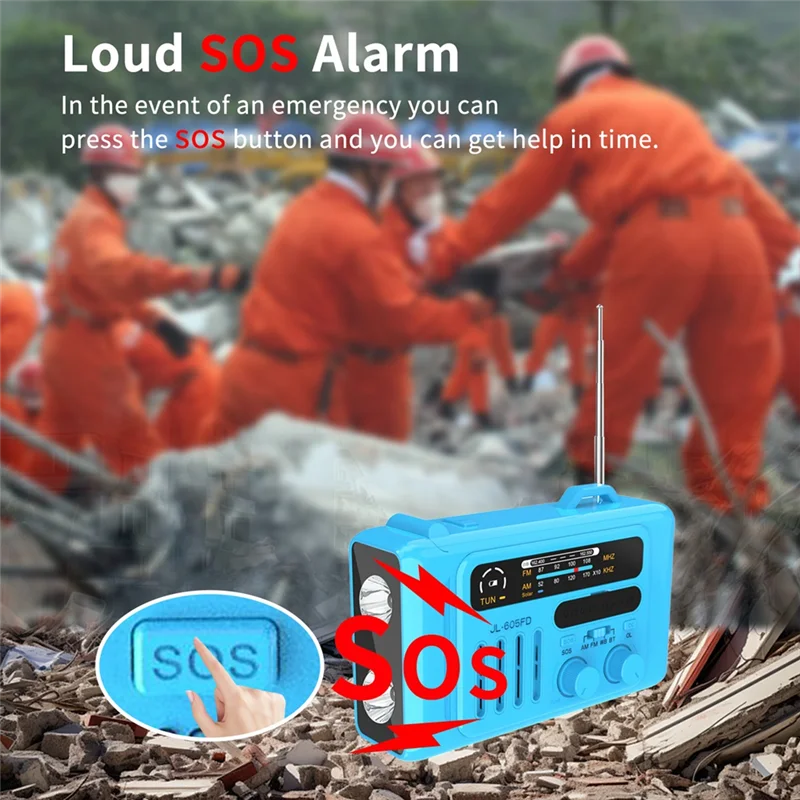 ABMF-الطاقة الشمسية كرنك اليد راديو في الهواء الطلق الشمسية كرنك اليد راديو المحمولة AM/FM/NOAA راديو سمّاعات بلوتوث مع LED القراءة مصباح بلو