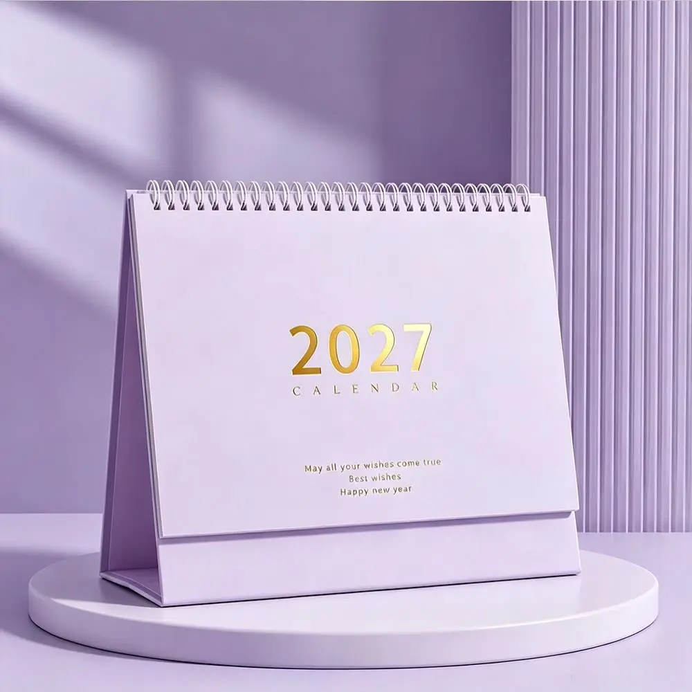 Portable 2027 Desktop Desk Calendar Morandi Color Foldable Flip Calendar Decorative Display Standing Table Calendar