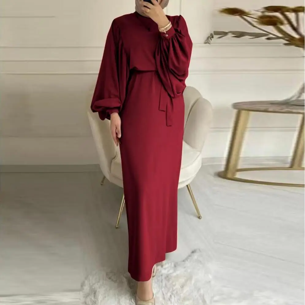 Puff Sleeve Morocco Woman Muslim Dress Abaya Dubai Kaftans for Women Casual Evening Party Dresses Turkey Islam Long Robe Vestido