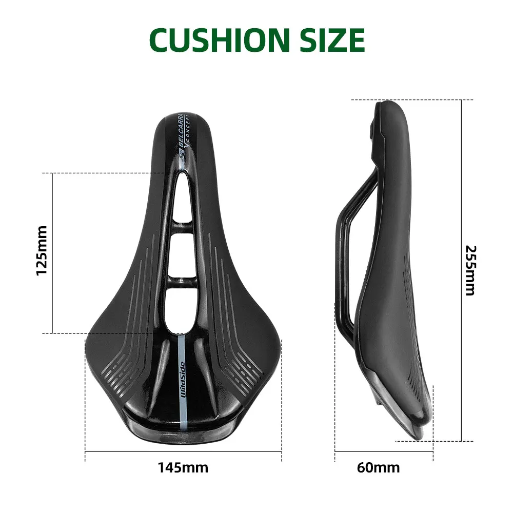 Wildside Bike Saddle Ultralight Road Bike Saddle MTB Short Nose Bicycle Seat PU Leather Hollow Prostatic Saddle Cycling Parts