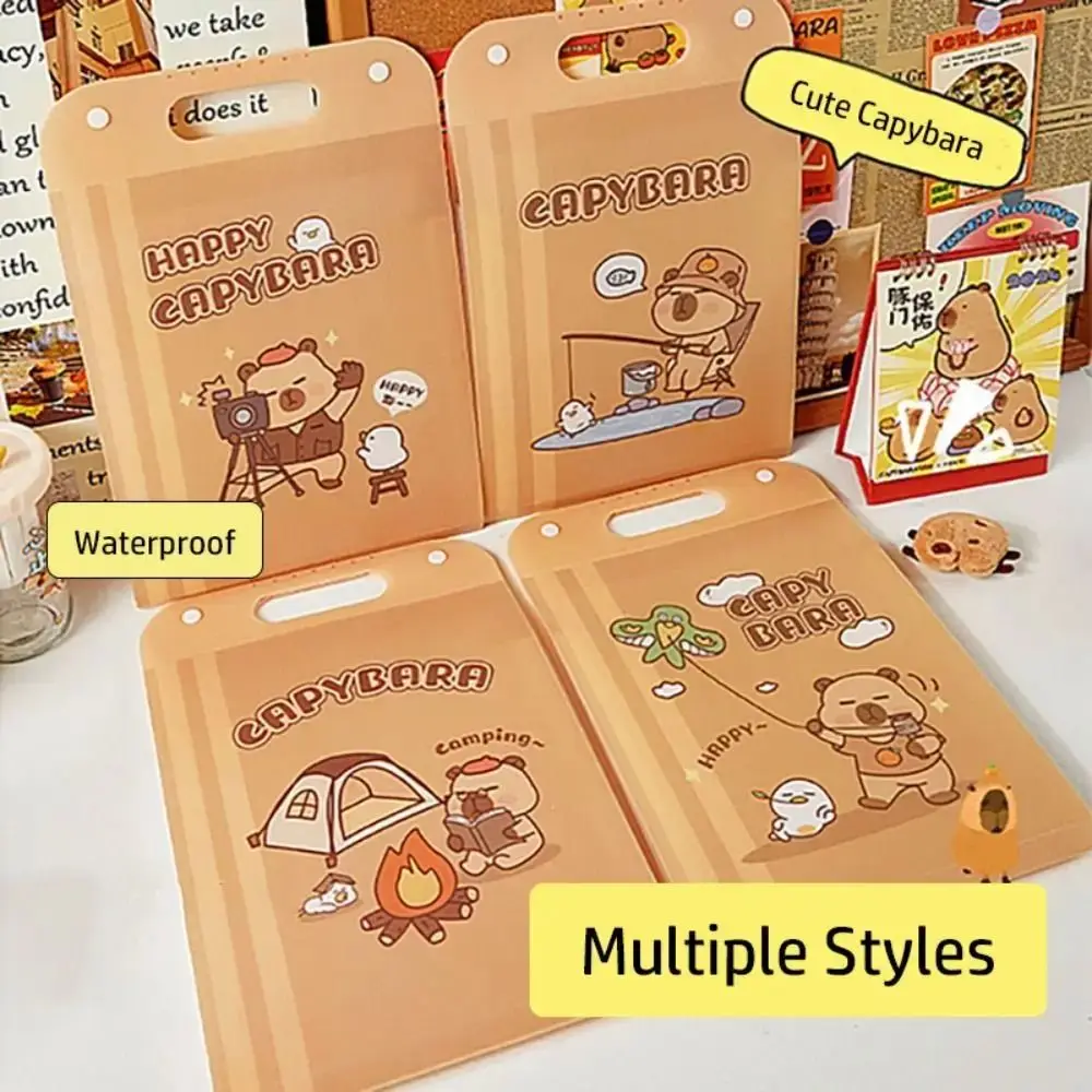 Vertical Capybara File Storage Holder Bellows bag 13 Pockets Capybara Homework Orginizer Cartoon Handheld Capybara Storage Bag