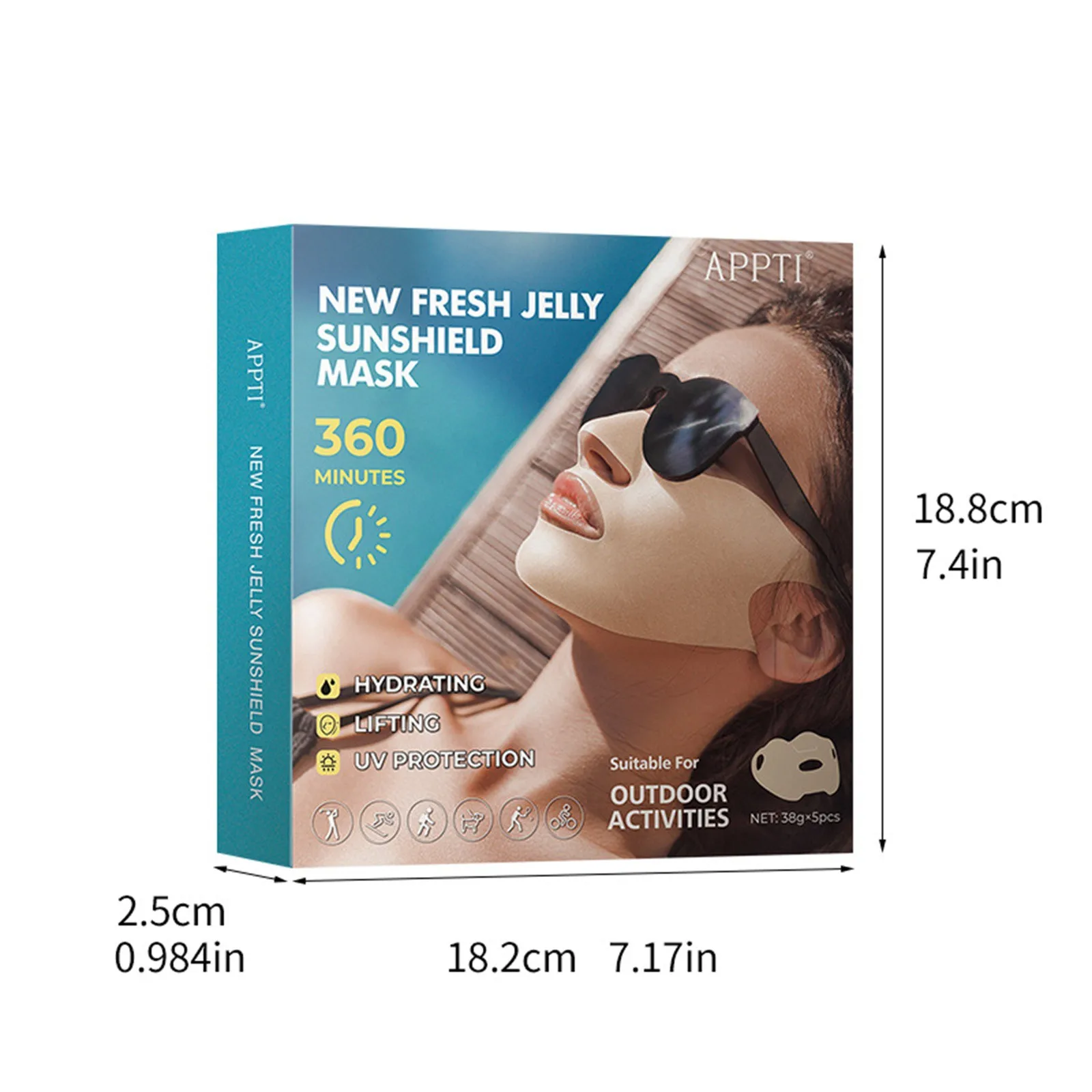Patch per protezione solare da golf Maschera per la cura UV all'aperto Gel idratante Maschera per la cura della pelle Maschera al collagene di sollevamento adatta per sport all'aria aperta in bicicletta