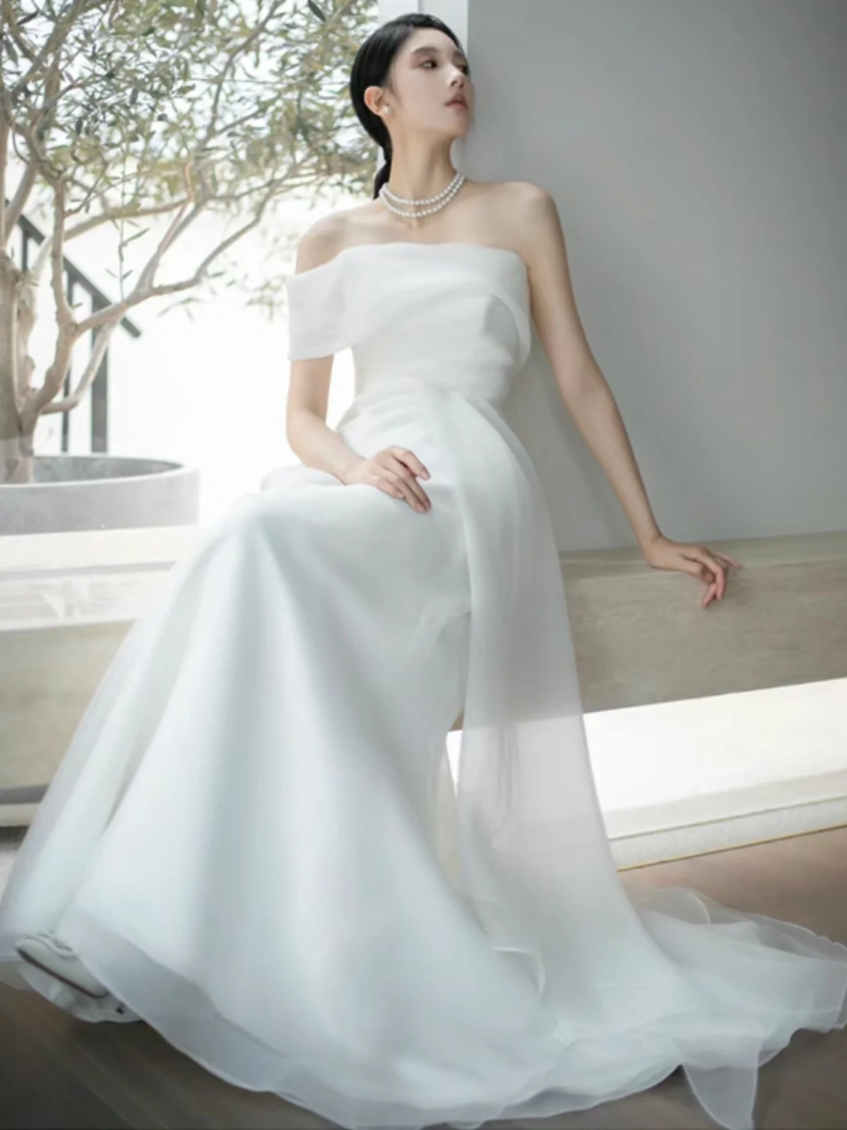 

Легкое свадебное платье на одно плечо для подружки невесты, простое элегантное платье-русалка для церемонии, для невесты и помолвки