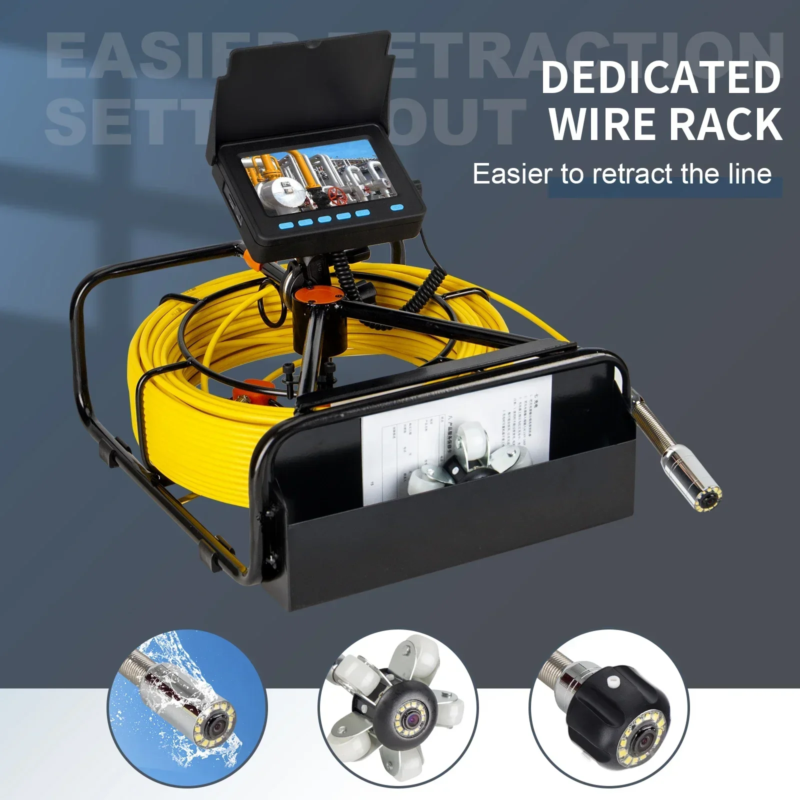 WP9604A Mini Monitor Industrial Endoscope Video Camera 23mm Lens Pipeline Inspection System Pipe drain Sewer Detection Camera