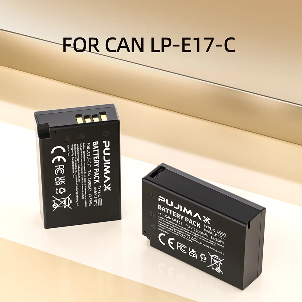 PUJIMAX 1800mAh LPE17 LP E17 LP-E17 Bateria z wejściem USB-C do Canon EOS RP 200 250D M3 M5 M6 750D 760D T6i T6s 800D 8000D 77D — zdjęcie produktu 5
