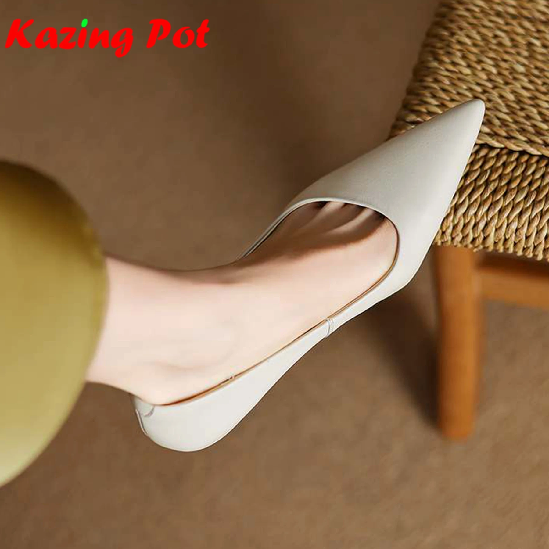 

Krazing Pot Sheep Suede Sheepskin Pointed Toe Summer Shoes Size 42 Basic Clothing Design Women Stiletto Med Heels Soft Pumps