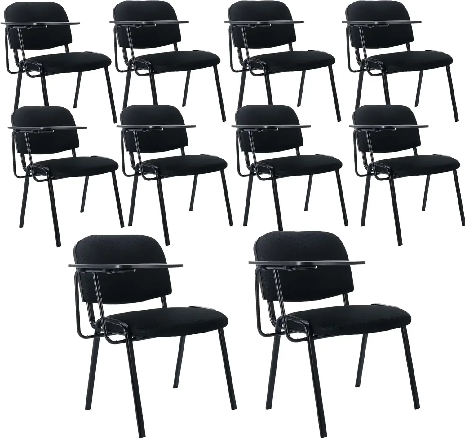 Arm Chairs Set of 10, Mesh Office Waiting Room Chairs Guest Nesting Stacking Chairs, Reception Chairs with Flip-Up Table Confere