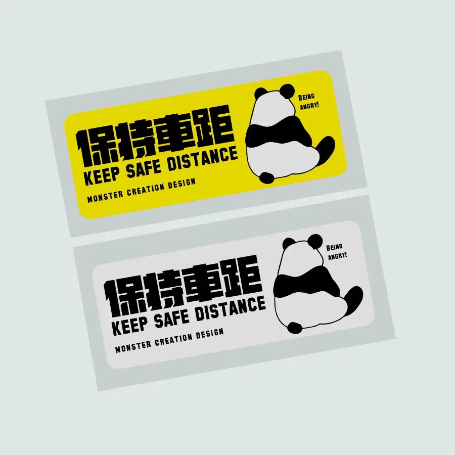 Car Stickers Warning Panda Back View Keeps Safe Distance Decal Electric Vehicle Decal Motor Bike Decorate Tape Graphics