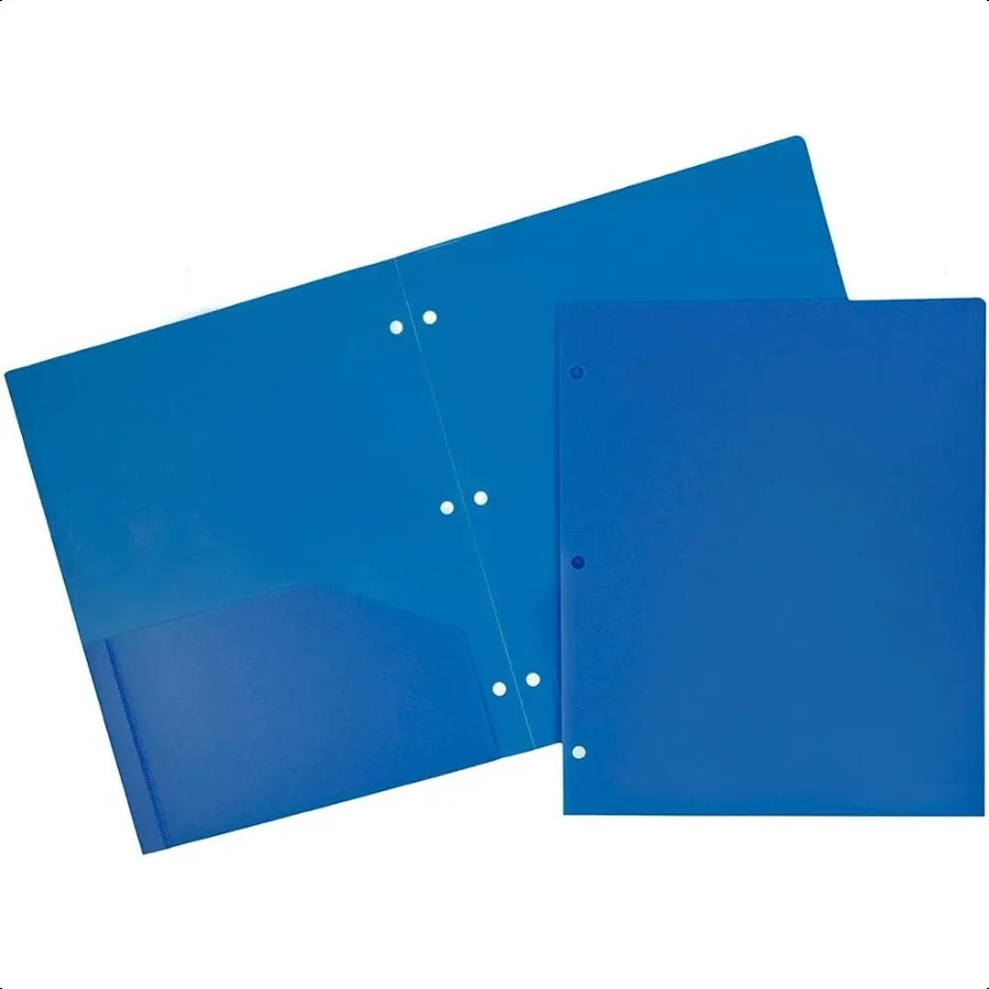 مجلدات ثقب بلاستيكية شديدة التحمل مكونة من 3 فتحات، مجلدات مدرسية قوية للغاية يتم شحنها من الولايات المتحدة الأمريكية، ألوان أساسية متنوعة، 6 عبوات