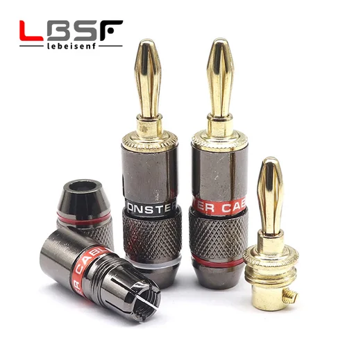 Imagen 2 del producto 2 uds/1 par Monster Banana Plug 24K chapado en oro adaptador de altavoz de cobre puro tornillo enchufes de altavoz conectores de Audio