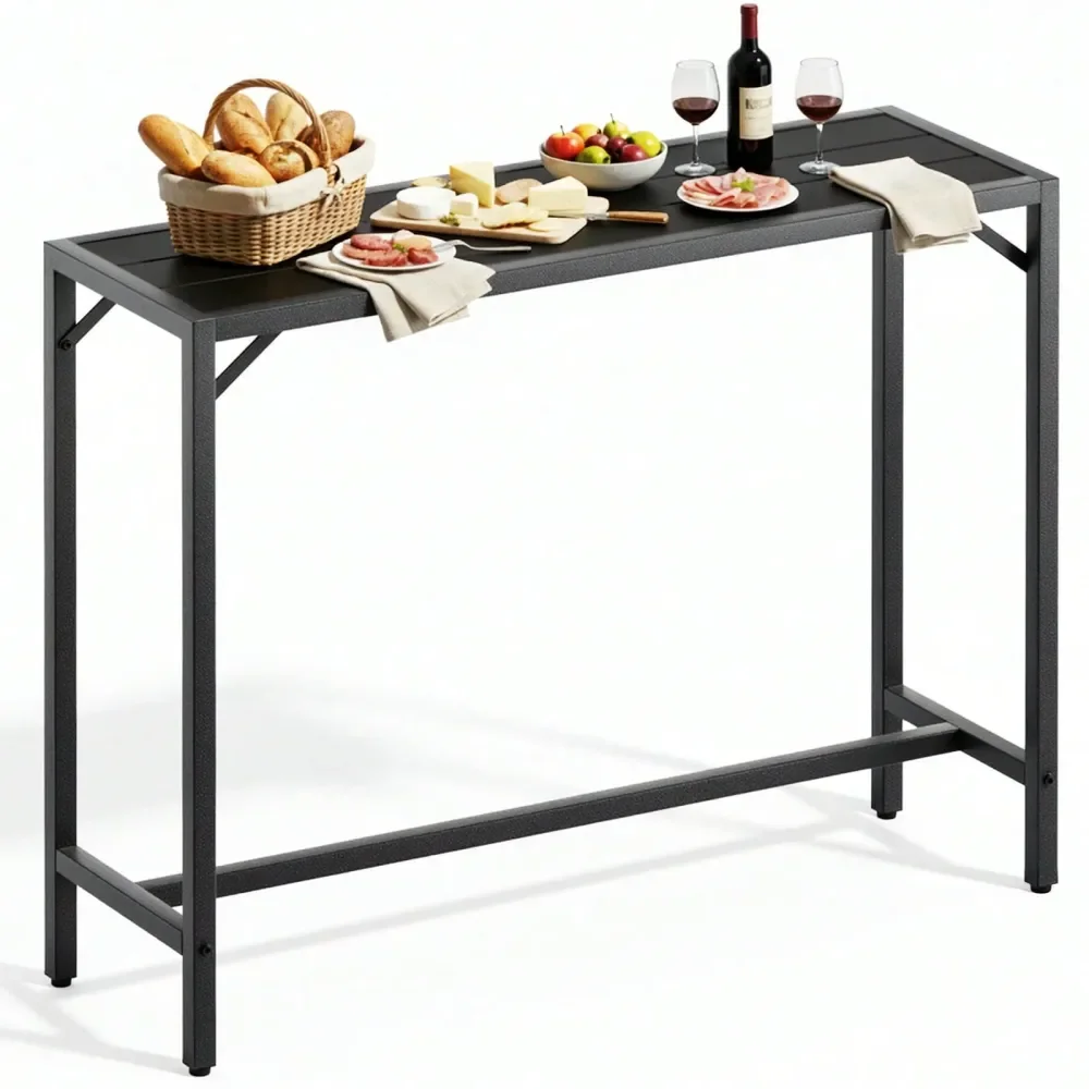 

Outdoor Bar Table, 40 47 55 63 Patio Counter Height Table, High Top Furniture W HDPE Top, ECoating HammerFinish Frame, Adjustab