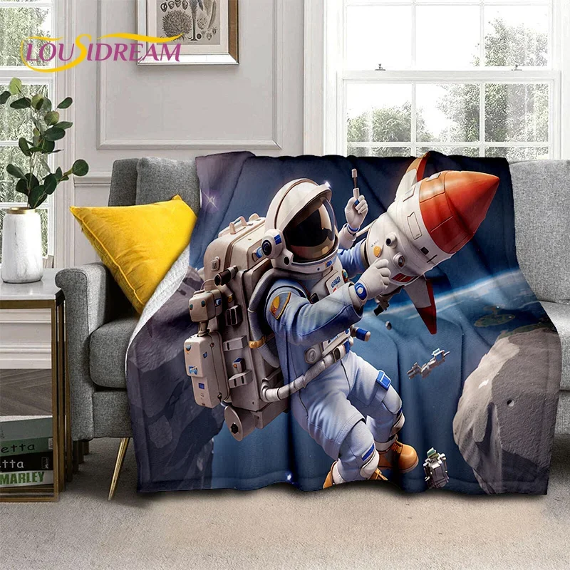 

Astronaut Universe Spaceman Outer Space Cartoon Soft Flannel Blanket for Beds Bedroom Sofa Picnic,Throw Blanket Outdoors Leisure