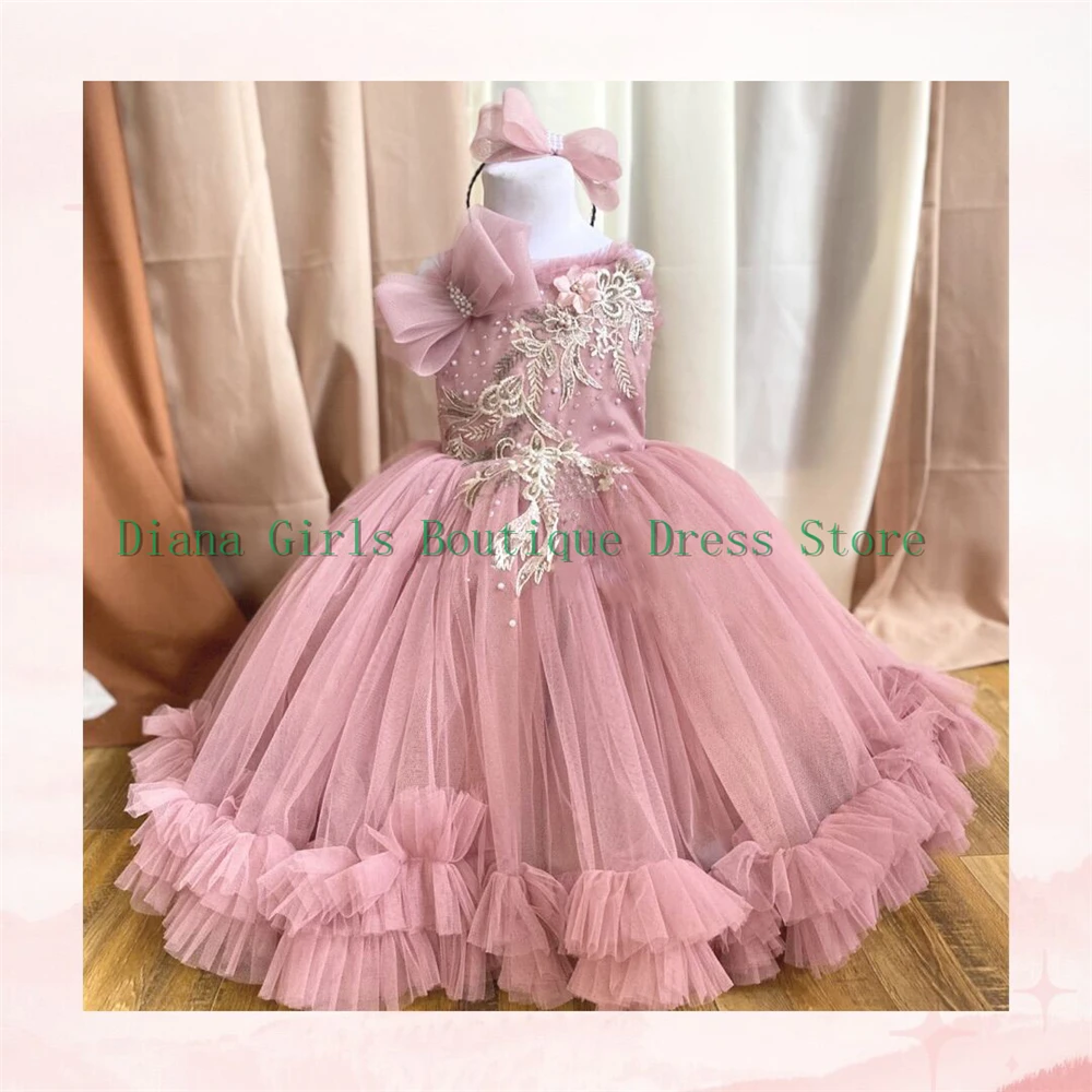 Lindo vestido de flores fofo para bebês meninas, vestido de casamento sem mangas, princesa festa, vestidos de aniversário