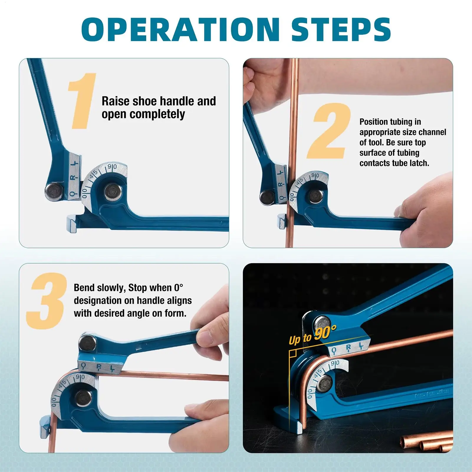 Tube Bender Copper Aluminum Tubing Tool With Ergonomic Handle Pipe Bender Tool For HVAC Air Conditioning Refrigerator Auto Home - view 5