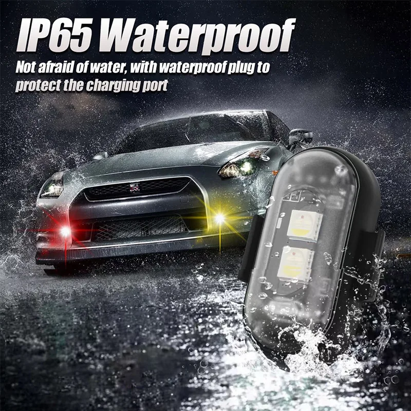 8-Color Car & Motorcycle Strobe Lights - Wireless Remote Control Waterproof Anti-Collision LED Warning Flash Lamp for Cars Bikes