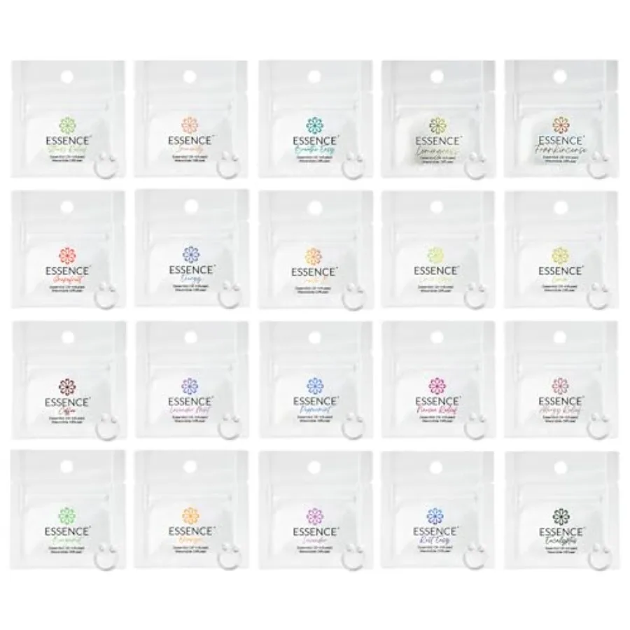 

Essence Nasal Diffuser Ring Sample Pack - 20 Essential Oil Nose Ring Inhalers for Focus, Calm and Mood Support - Find Your Sign