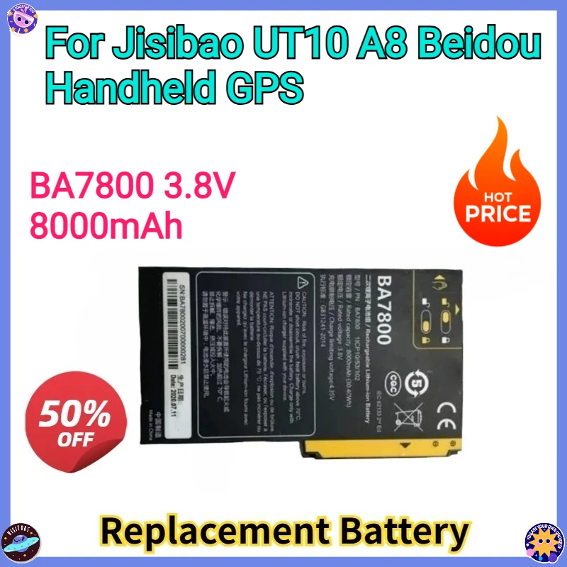 

New Replacement Battery BA7800 3.8V 8000mAh 30.40Wh for Jisibao UT10 A8 Beidou Handheld GPS Batteries