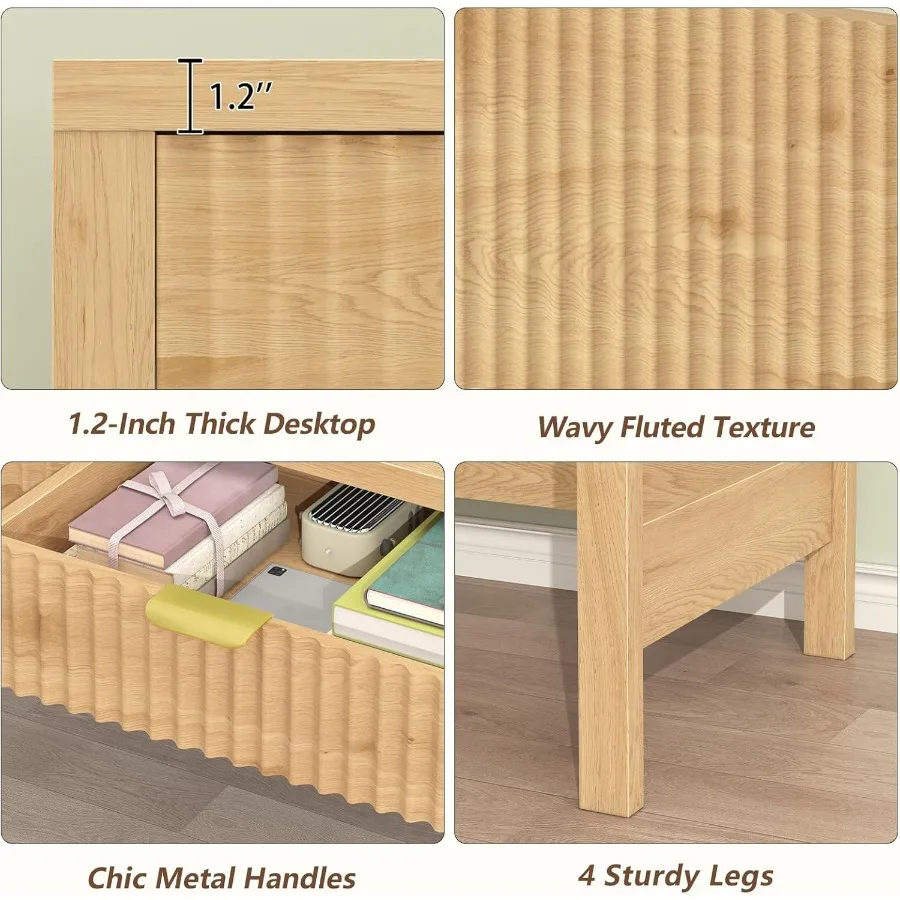 مكتب كمبيوتر مخدد مع درجين 39 بوصة مكتب دراسة للكتابة المدمج مع مساحة تخزين للمساحات الصغيرة مثالية لسرير المكاتب المنزلية