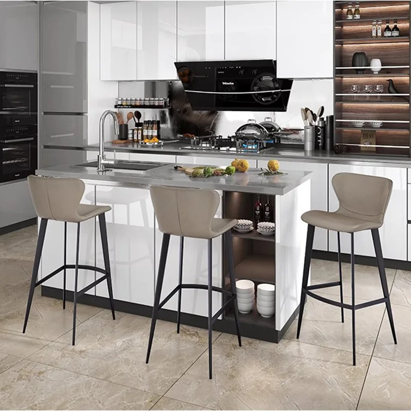 Nordic Kitchen Bar Stools Design Restaurant With Back High Bar Chairs Modern Aesthetic Relaxing Chaise De Bar Trendy Furniture