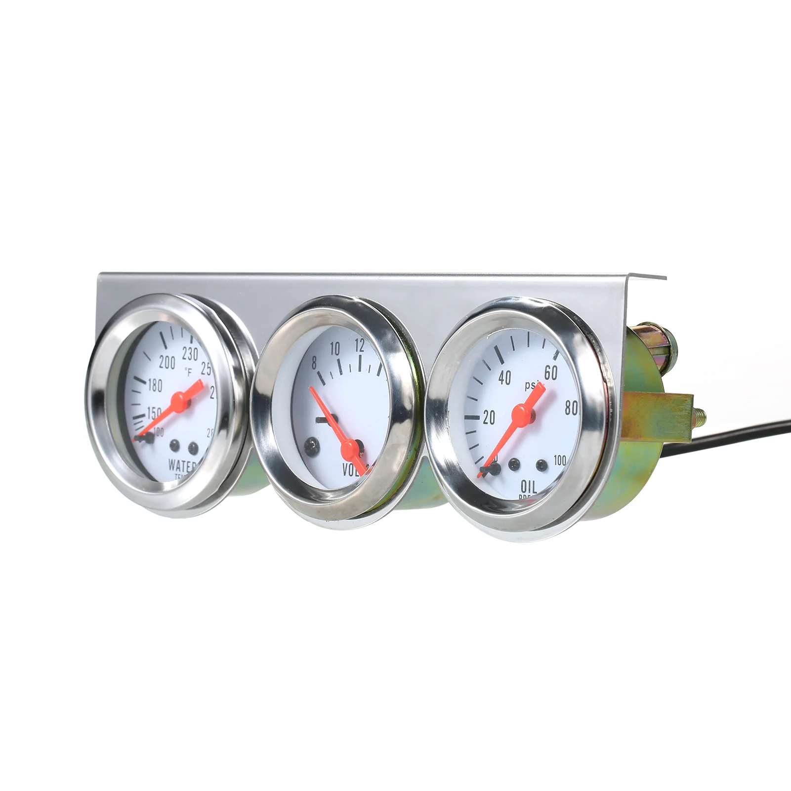 3 in 1 Car Meter Oil Pressure Fahrenheit Water Temperature Gauge Voltmeter 52mm Triple Gauge Kit