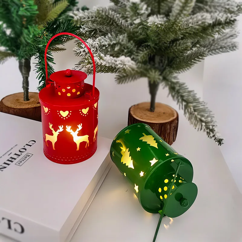 Luz de vela de Navidad, farol electrónico de estilo nórdico, adorno creativo para decoración de vacaciones, luz de linterna de mano