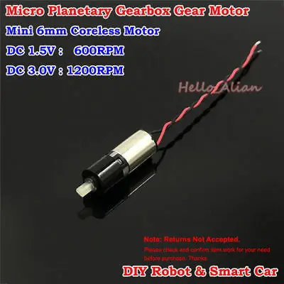 Ultral-mini Tiny Micro 6MM Planetary Geared Motor DC 3V 1200rpm Mini Coreless Gear Motor Reduction Gearbox DIY Car Model Robot