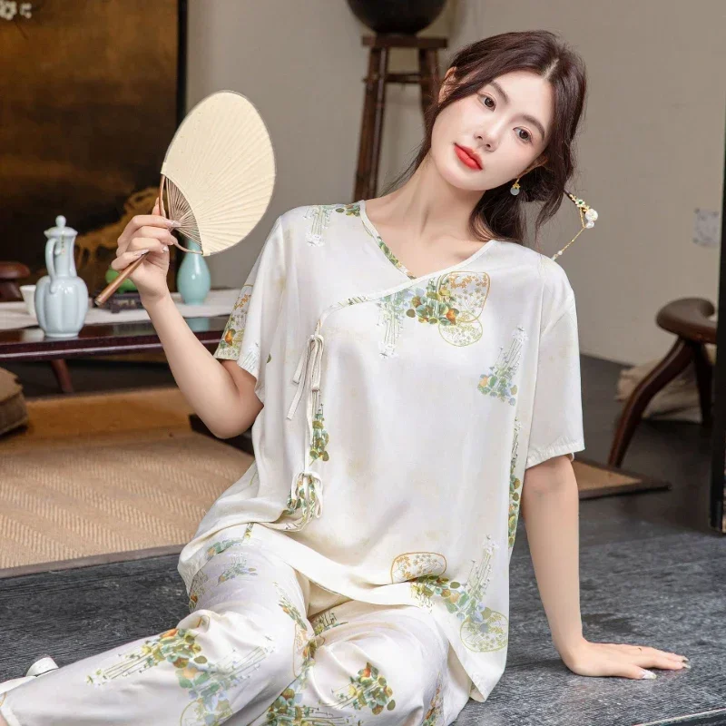 

Pyjamas Summer Women's Clothing Sets New Thin Home Loose Cozy Affordable Soft Elegant High-quality Casual Cool Breathable Mature