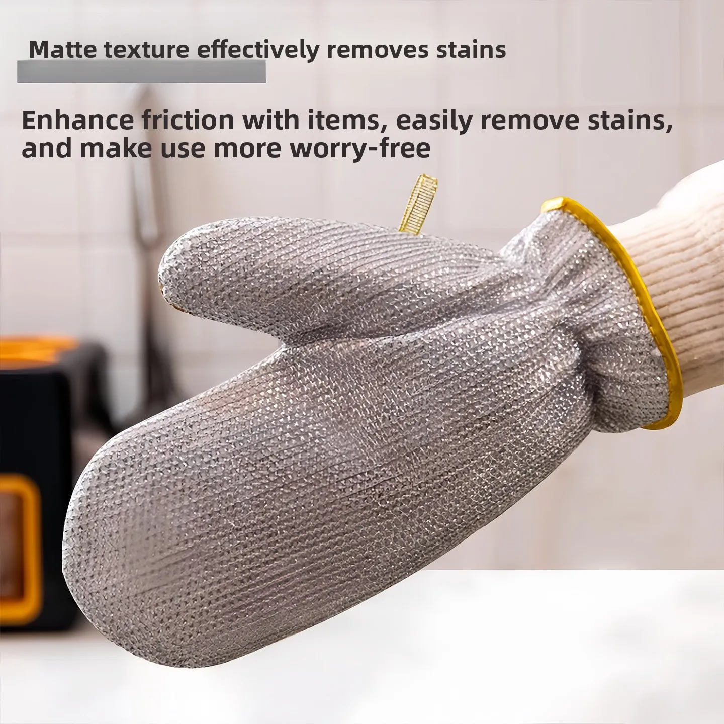 Waterproof Steel Wire Dishwashing Gloves Kitchen Scrubber Long Cuffs Thickened Scouring Pad Gloves Multipurpose Cleaning Tools