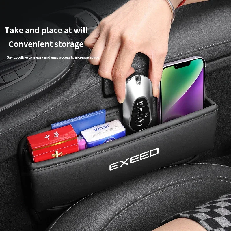 For Chery Exeed TXL TX VX LX 2021 2022 2023 Leather Car Seat Gap Crevice Slot Storage Box Organizer Auto Interior Accessories