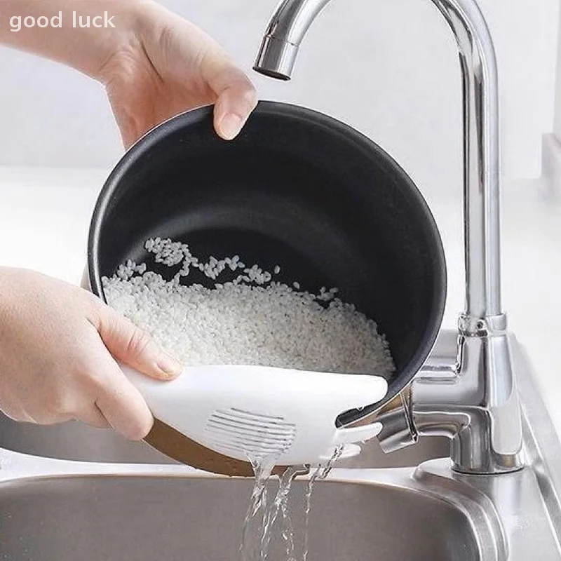 Colher tamiz de arroz, colador de drenaje de cocina con asas, colador de tazón de arroz, herramientas de lavado de arroz blanco, drenaje de fregadero, herramientas para el hogar, 1 Uds.