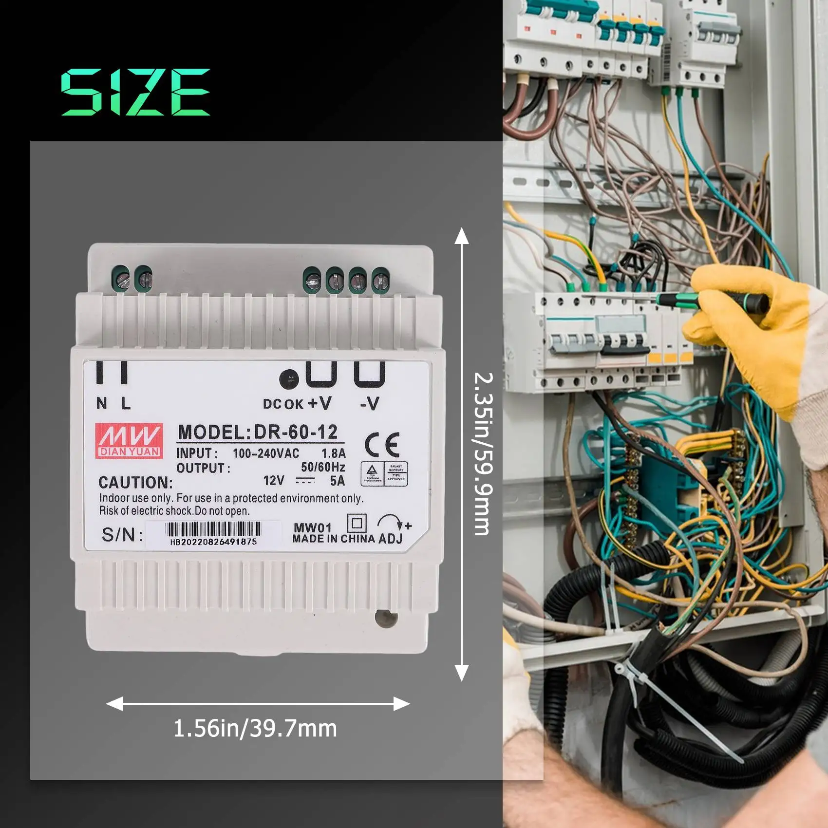 Din rail power supply 60w 12V ac dc converter dr-60-12 power supply 12v 60w good quality