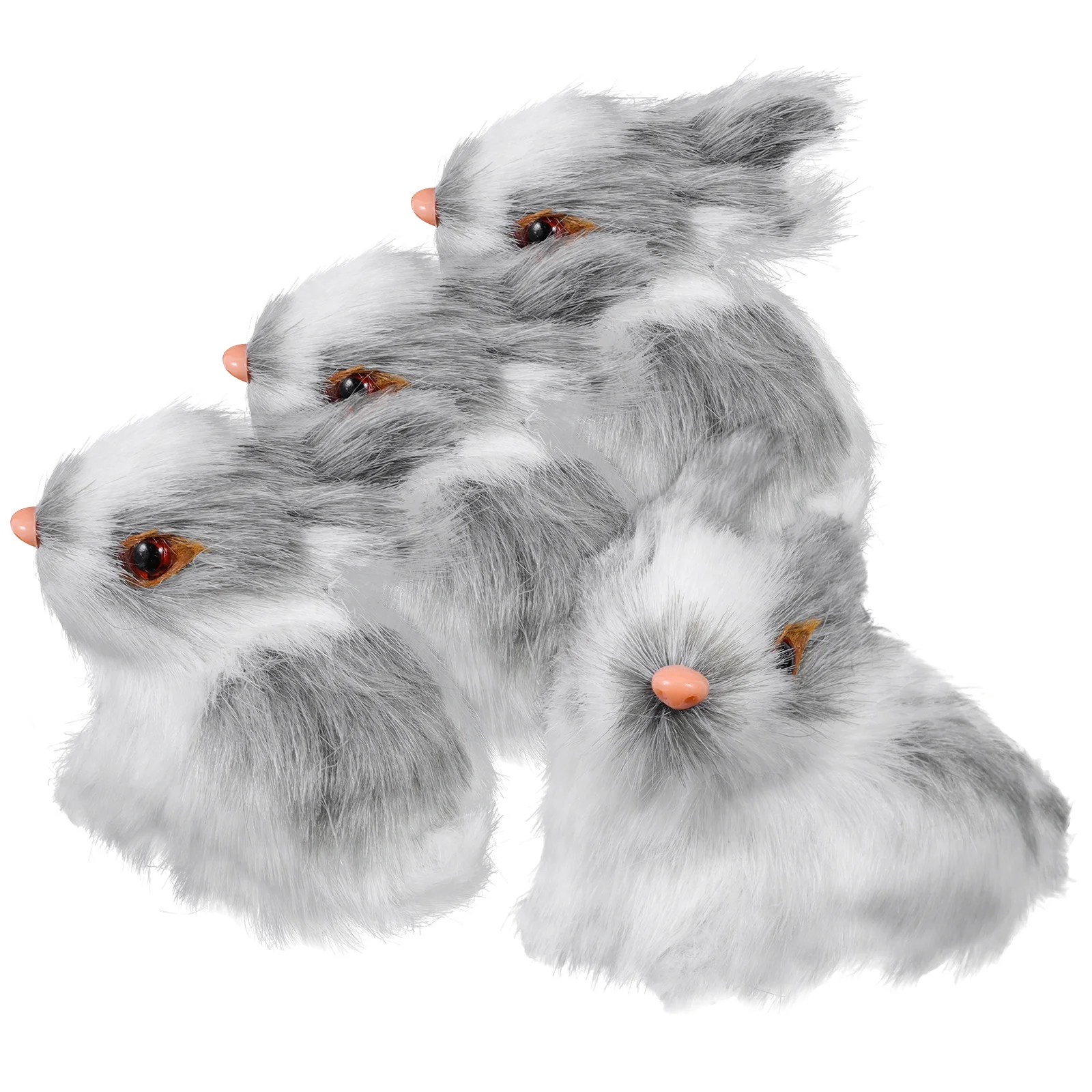 

4 Pcs Mini Rabbit Ornaments Small Figurines Decorative Figures Miniature Bunny Realistic Animals Artificial