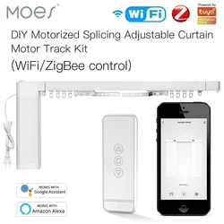 Moes New Smart WiFi Motorized Splicing Curtain DIY Track Tuya Motor RF Remote Smart Life Tuya APP Control With Alexa Google Home