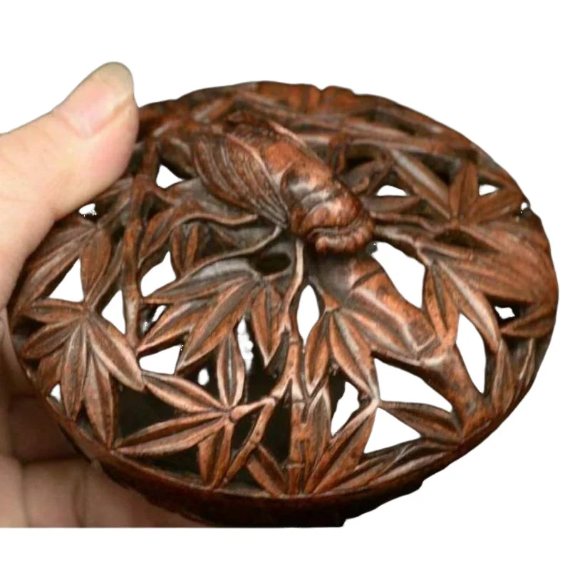 

5" Chinese Dynasty Palace Copper Bronze Bamboo Incense Burner Censer Box Statue