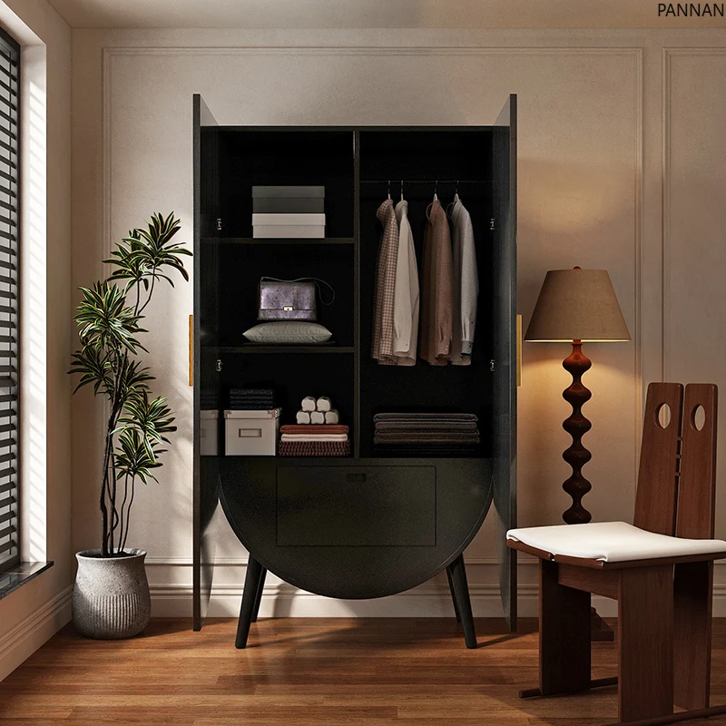 American casual girl painted wardrobe solid wood storage hanging wardrobe bedroom household bedside cabinet