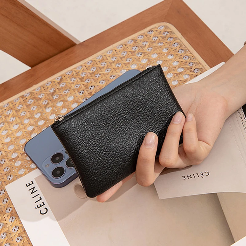 Fashion Mini Wallet for Women Solid Color PU Soft Leather Short Wallets Coin Card Holder Small Change Storage Bag Female Purse image 4