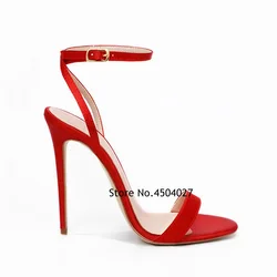 Fashion Ankle Buckle Single Strap Women's Sandals Pointed Toe Stiletto Heels Dress Shoes