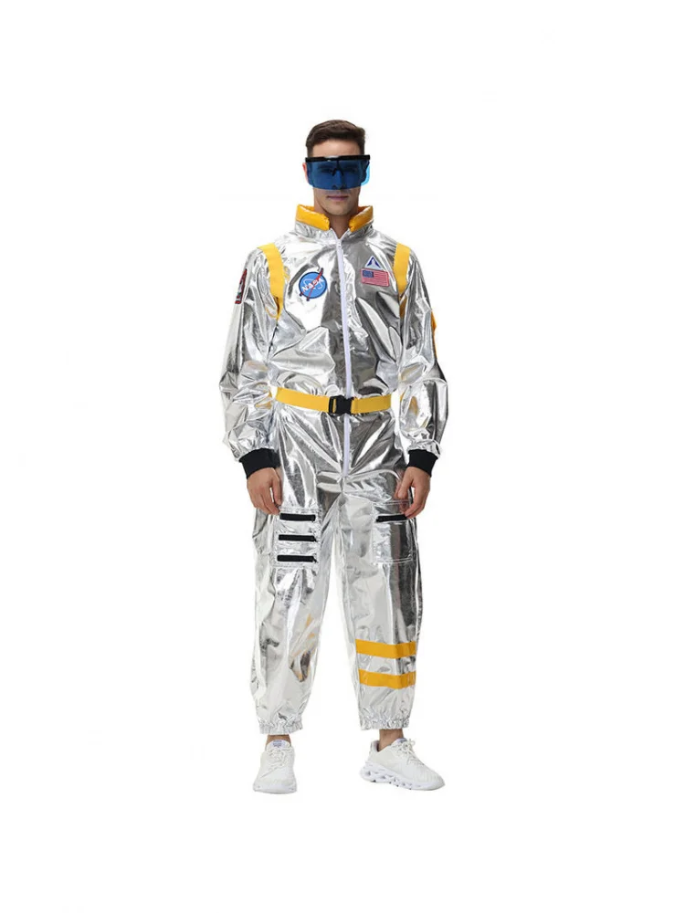 

Silver Astronaut Suit Pilot Onesie Performance Costume Halloween Men's Fashionable Chinese Brand Stage Clothing Traditional C...