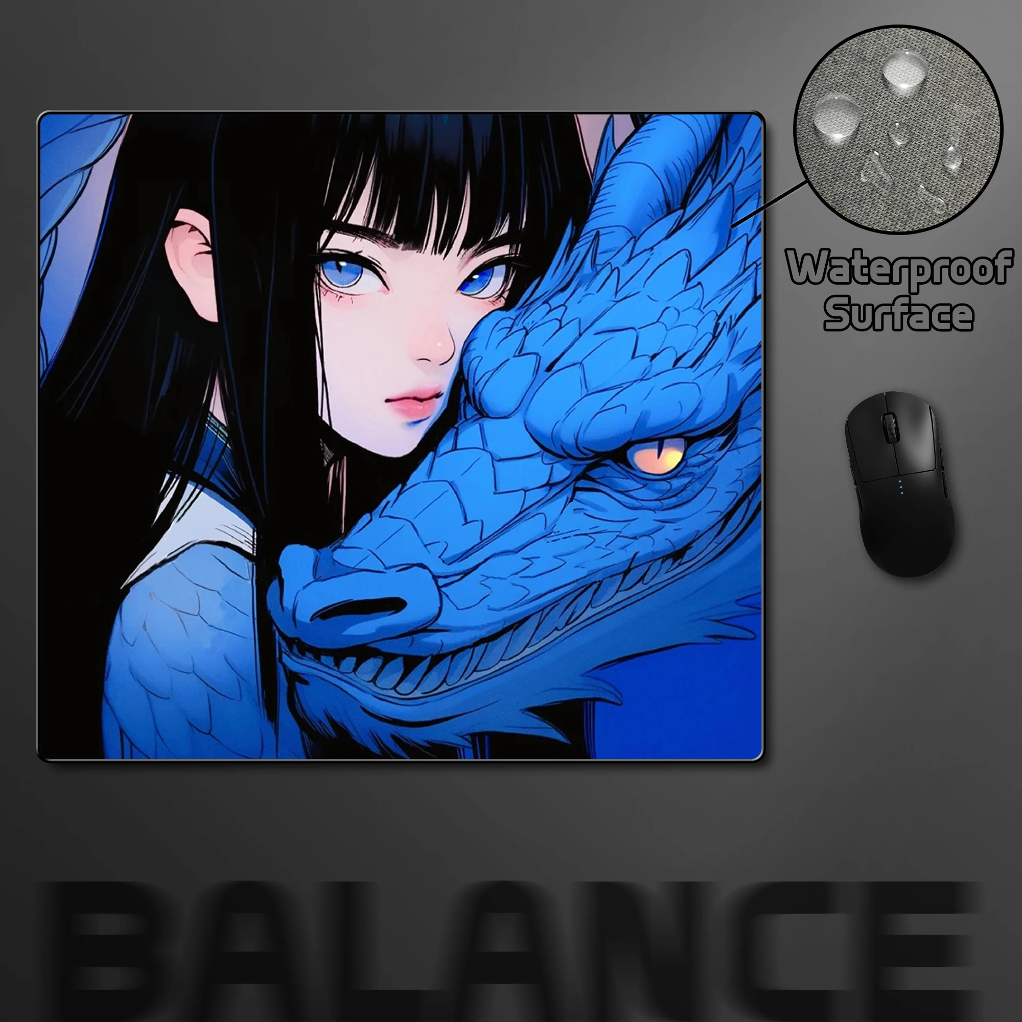 

Коврик для мыши в стиле аниме «Goth Girl And Dragon Balance», коврик для мыши с ультратонкой поверхностью, профессиональный игровой коврик для киберспорта, водонепроницаемый коврик для мыши
