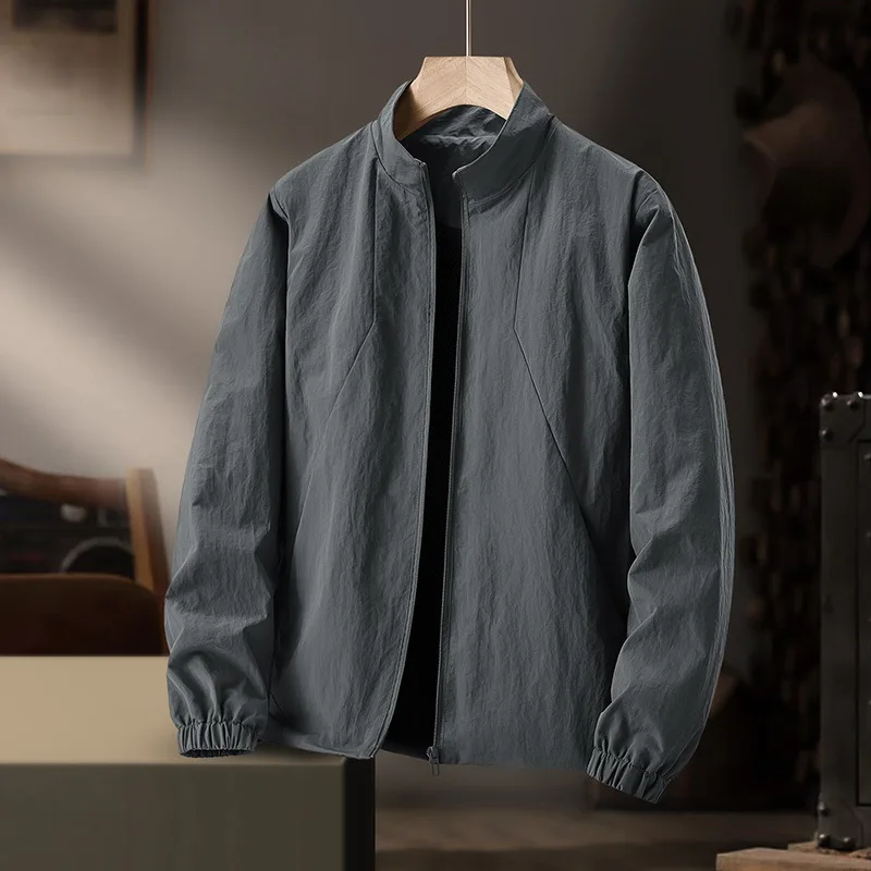 2026 Spring New Men's Jacket Stand-up Collar Spring and Autumn Waterproof Trend Versatile Sports Casual Thin Coat